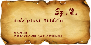 Széplaki Milán névjegykártya