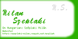 milan szeplaki business card